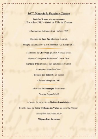 Menu 16ème diner